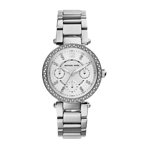 michael kors women's silvertone mini parker watch|michael kors parker chronograph watch.